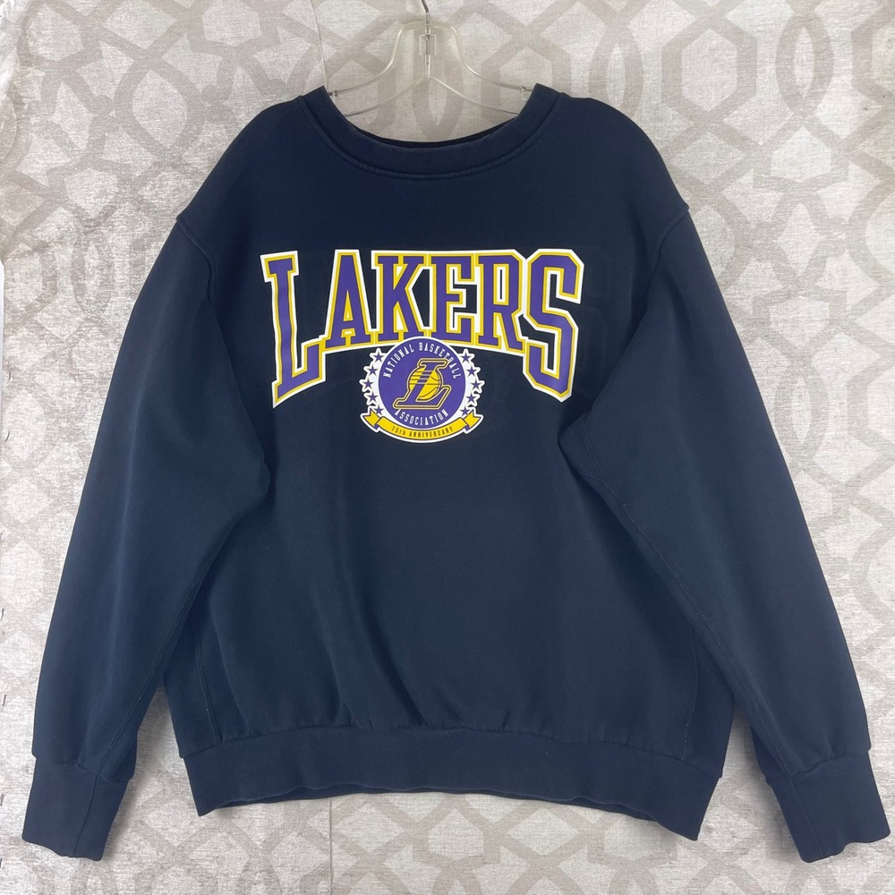 Nike NBA‎ Lakers Mens Large Black 75th Anniversary Crewneck Sweatshirt Cotton